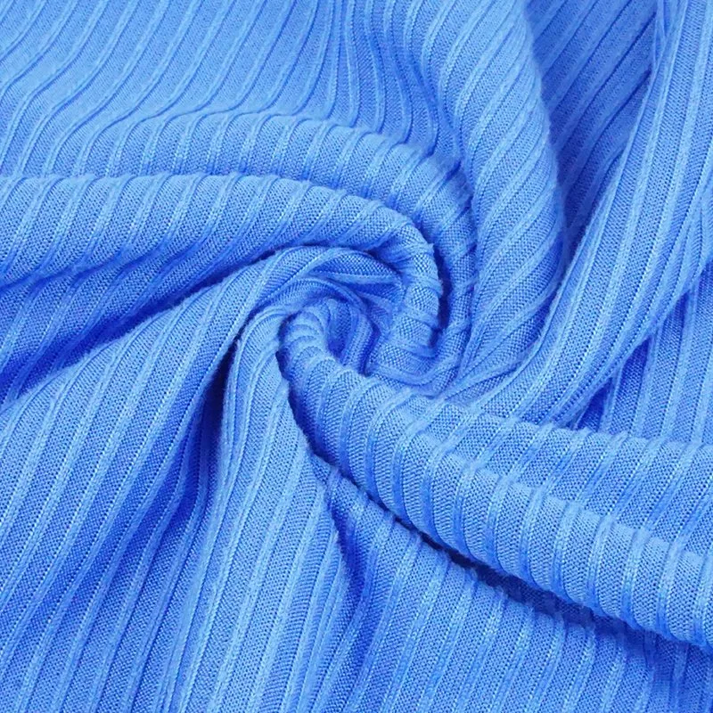 Knitted 95%Polyester 5%Spandex Material DTY Rib Fabric for Jersey Tshirt